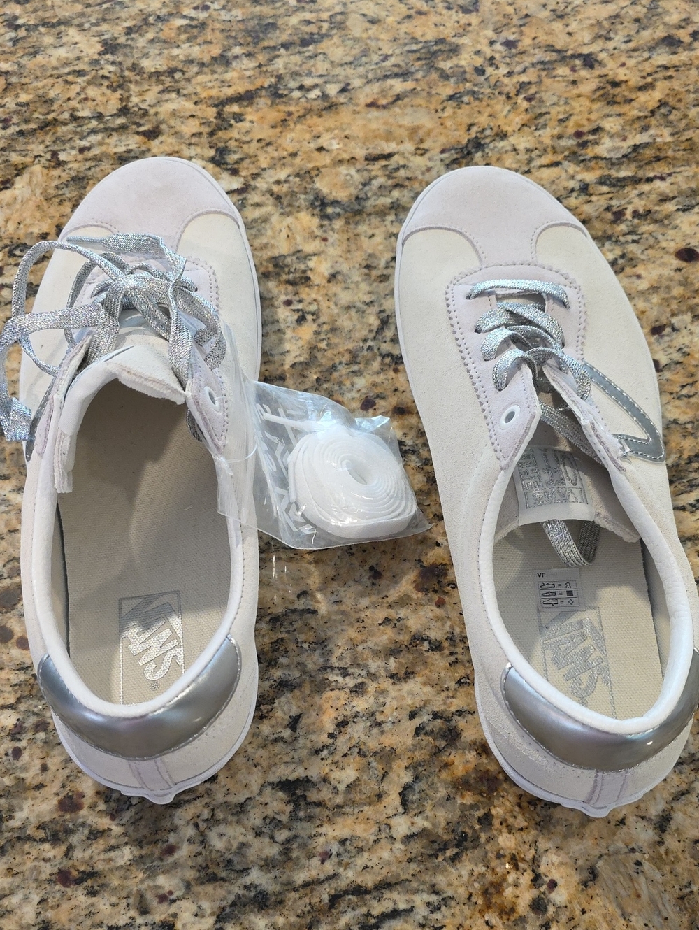 Vans Off The Wall White and Silver Low-Top Sneakers